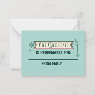 Correspondance Carte Coupon de Noël personnalisée Rachat Cadeau