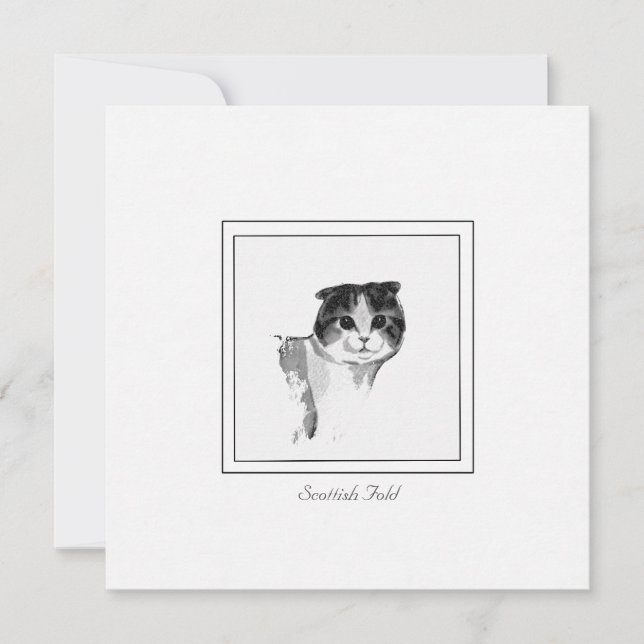 Correspondance Carte de dessin de chat plié écossais mignon (Devant)