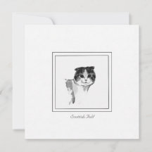 Carte de dessin de chat plié écossais mignon