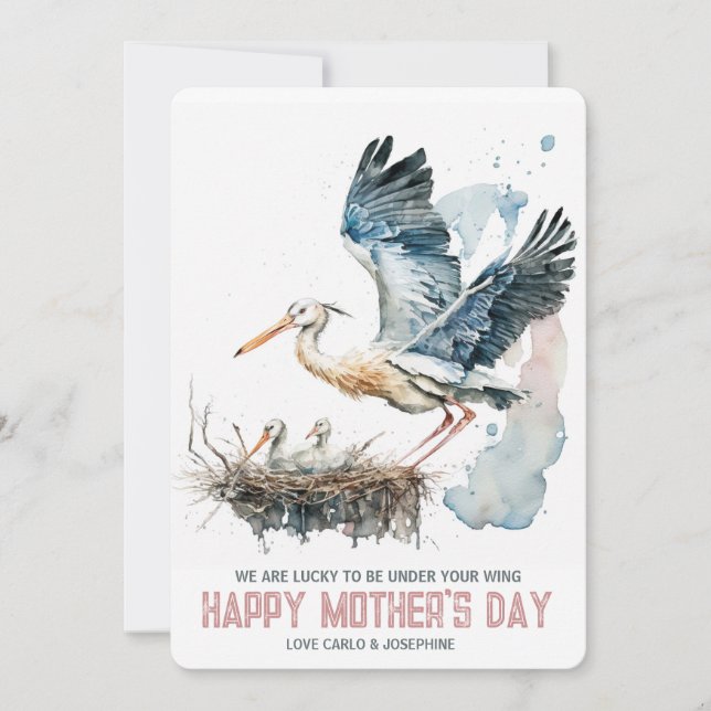 Correspondance Carte de la fête des mères Nid de cigogne mère Deu (Devant)