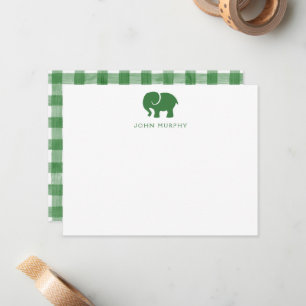 Correspondance Carte de naissance, éléphant vert à carreaux à pla