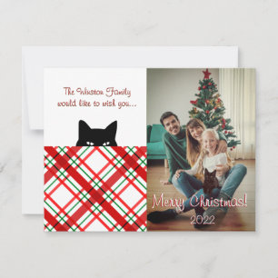 Correspondance Carte de Noël à carreaux Madras Chat Sournois