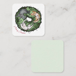 Correspondance Carte de Noël pour chat rouge et vert Aquarelle