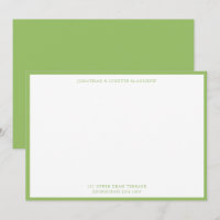 Carte de note à plat de bordure classique en vert