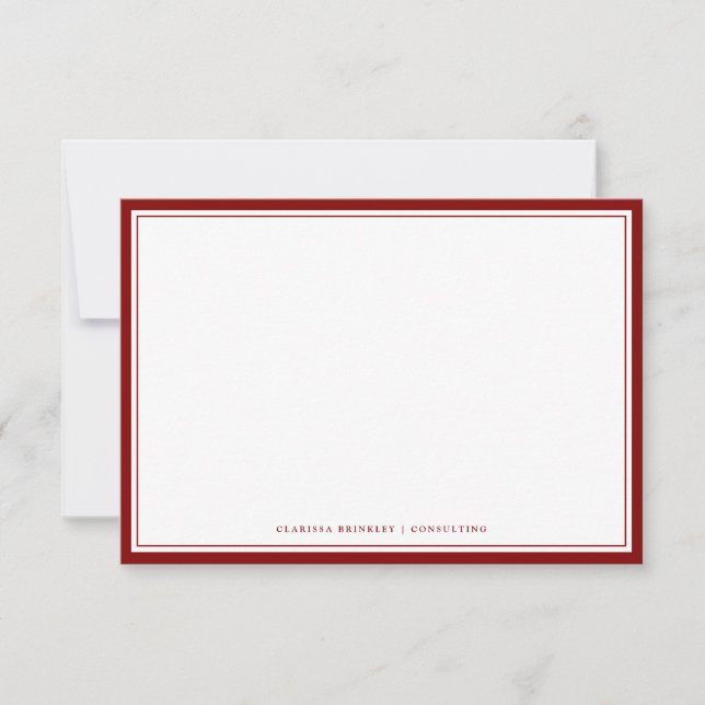 Correspondance Carte de note à plat Maroon (Devant)