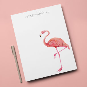 Correspondance Carte de note aquarelle flamant personnalisée
