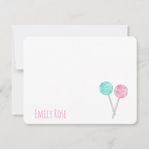Correspondance Carte de note aquarelle personnalisée sucettes