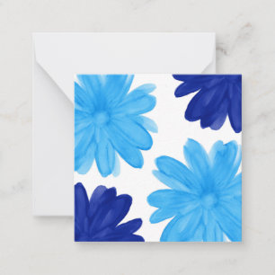 Correspondance Carte de note Blue Royal Blue Watercolor Flowers