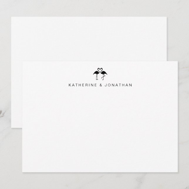 Correspondance Carte de note Couples Flamants roses mignonnes (Devant / Derrière)