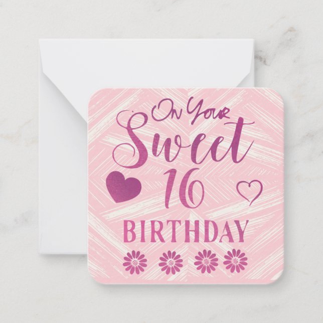 Correspondance Carte de note d'anniversaire Sweet 16 (Devant)