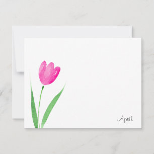 Correspondance Carte de note d'aquarelle couleur rose chaud