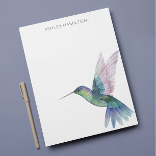 Correspondance Carte de note d'aquarelle de colibri personnalisée