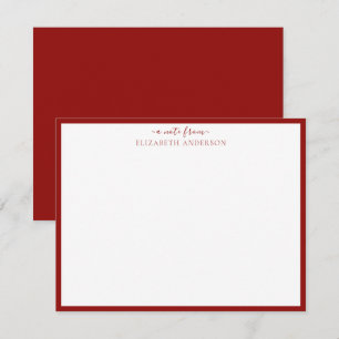 Correspondance Carte de note de bordure classique rouge écarlate