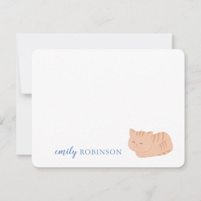 Correspondance Carte de note de chat tigré mignonne personnalisée (Devant)