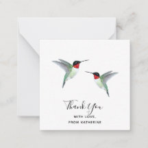 Carte de note de colibri de Merci personnalisée
