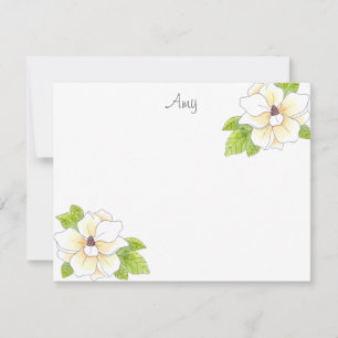 Correspondance Carte de note de Fleur Magnolia d'aquarelle et de 