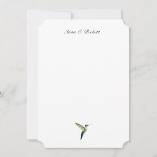Correspondance Carte de note élégante Colibri Vert