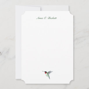 Correspondance Carte de note élégante Colibri Vert