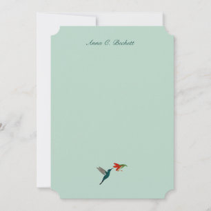 Correspondance Carte de note élégante Turquoise Colibri
