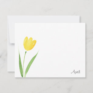 Correspondance Carte de note en aquarelle de la tulipe jaune