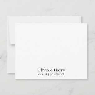 Correspondance Carte de note Mariage noir noir Monogramme