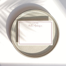 Correspondance Carte de note Maroon Script minimaliste moderne