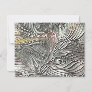 Correspondance Carte de note métallisée argent Luxe aux feuilles