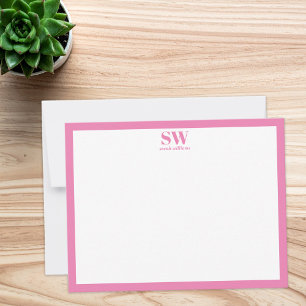 Correspondance Carte de note minimaliste Monogramme rose