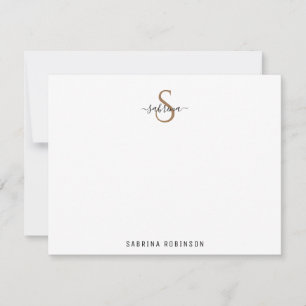 Correspondance Carte de note minimaliste pour monogramme noir et