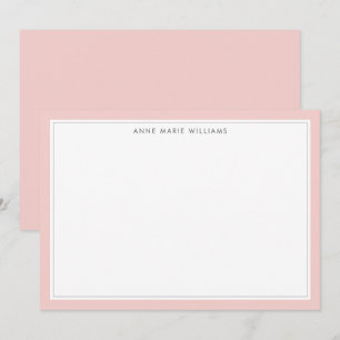 Correspondance Carte de note minimaliste rose blush à deux bordur
