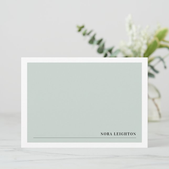 Correspondance Carte de note minimaliste Soft Green (Debout devant)
