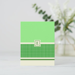 Correspondance Carte de note Monogramme de chèque vert