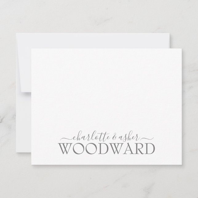 Correspondance Carte de note Monogramme Mariage de nom de couple (Devant)