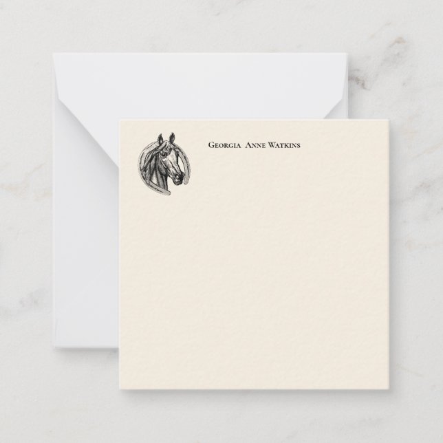 Correspondance Carte de note Monogramme vintage Horse (Devant)