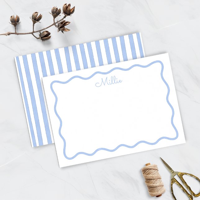 Correspondance Carte de note personnalisée avec bordure bleue (Créateur téléchargé)