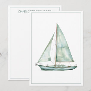 Correspondance Carte de note personnalisée avec voilier à l'aquar