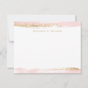 Correspondance Carte de note personnalisée Blush Pink and Gold