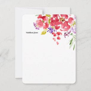 Correspondance Carte de note personnalisée de la fleur d'aquarell