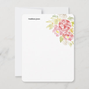 Correspondance Carte de note personnalisée de la fleur d'aquarell