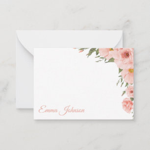 Correspondance Carte de note personnalisée Élégante Fleur Rose