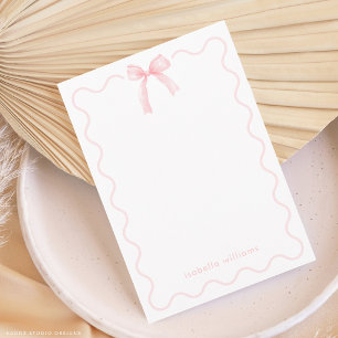 Correspondance Carte de note personnalisée Fille au nœud rose élé