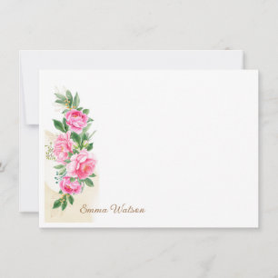 Correspondance Carte de note personnalisée - Pivoines florales