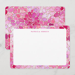 Correspondance Carte de note personnalisée rose mosaïque féminine