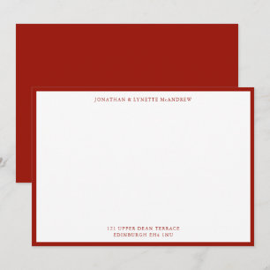 Correspondance Carte de note plat de bordure rouge cerise