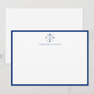 Correspondance Carte de note plat nautique du couple bleu de la m