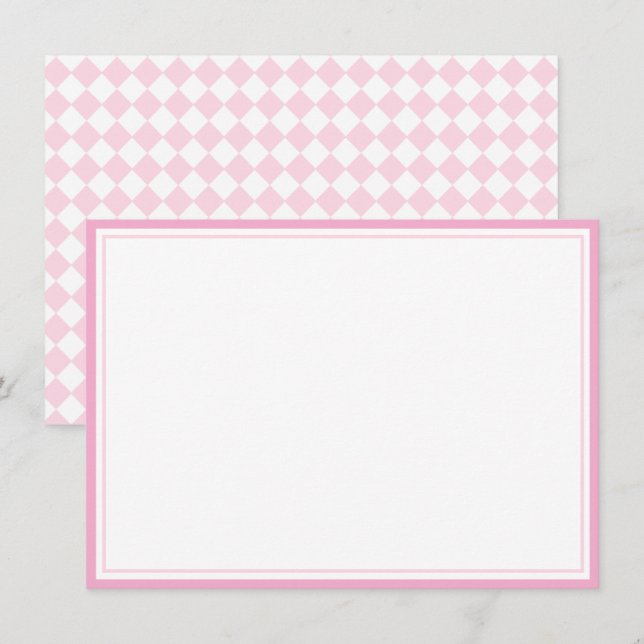 Correspondance Carte de note plate design classique rose clair (Devant / Derrière)