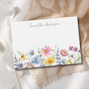 Correspondance Carte de note plate personnalisée Fleur de Wildflo