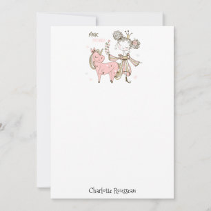 Correspondance Carte de note pour enfant de la princesse Unicorne