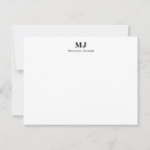 Carte de note simple avec monogramme initial