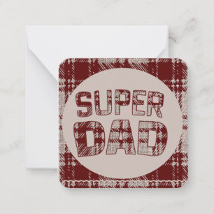 Correspondance Carte de note Super Papa à carreaux marron